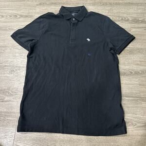 Abercrombie & Fitch Men's Size Large Black Polo Shirt Stretch Logo New